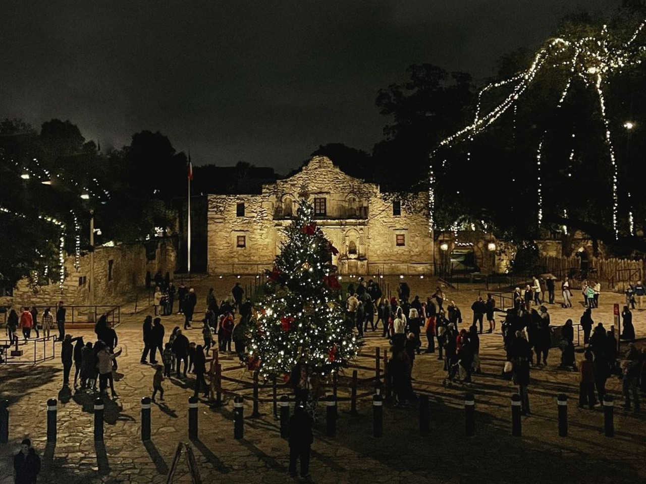 Alamo Lights
300 Alamo Plaza, (210) 225-1391, thealamo.org
From Nov. 24-January 2, 2024, the Alamo will have its halls decked for the holiday season, giving San Antonio's famous landmark an extra dose of festive cheer. The live oak, pecan and other trees on the Alamo grounds will be illuminated with twinkling lights, and historical light installations of the Alamo Defenders will also be up for viewing.