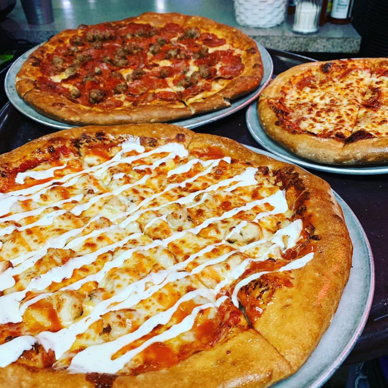Maars Pizza
14218 Nacogdoches Road, (210) 599-7400, maarspizzaandmore.com
Maars Pizza has a huge menu, with build-your-own pie sizes ranging from 8 inches to 28, plus wings, pastas and calzones. Order online or by phone if you fall within their newly expanded restaurant delivery area; otherwise, find them on Favor and GrubHub. 
Photo via Facebook /  
MAAR's PIzza & More