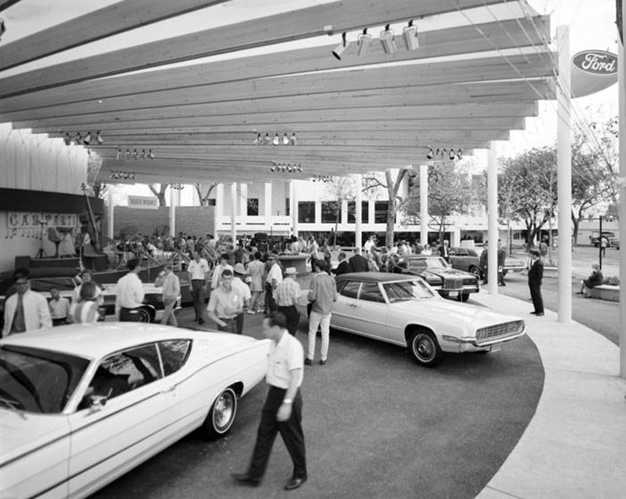 Current models of Ford automobiles on display at Ford Motor Company Pavilion