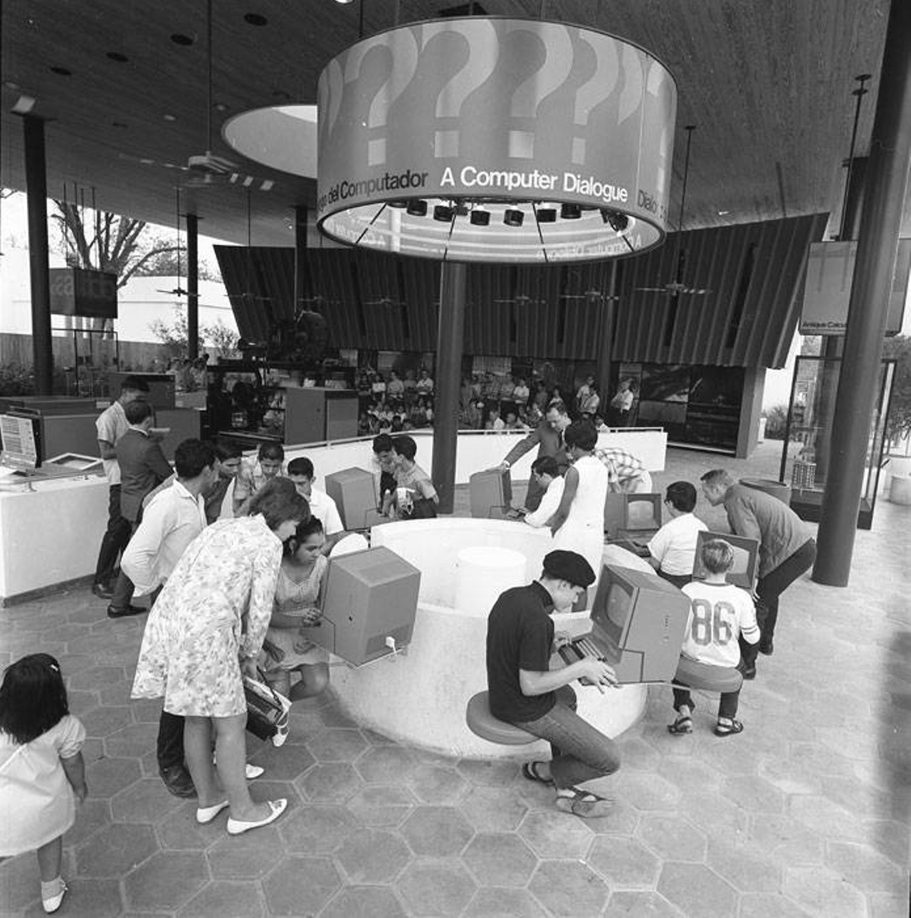 Visitors use IBM 2260 video display terminals at the IBM Durango Pavilion