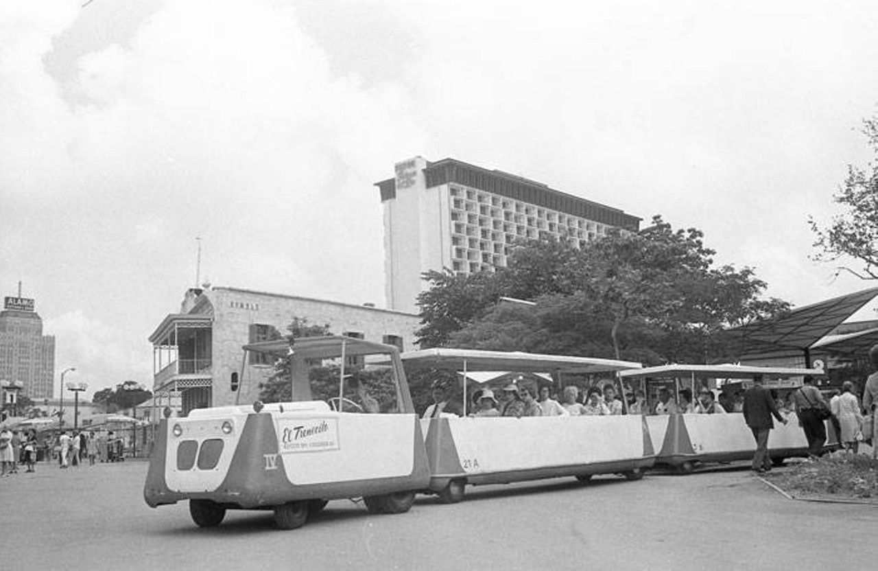 "El Trenecito,"  a trackless train that tours the grounds of HemisFair'68