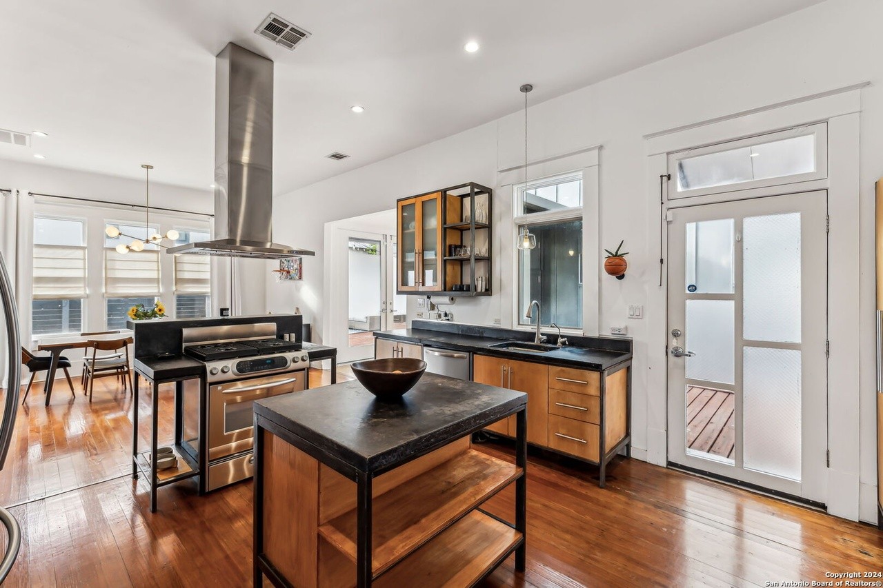 This 1920s King William bungalow has a staircase made out of vintage railroad tracks