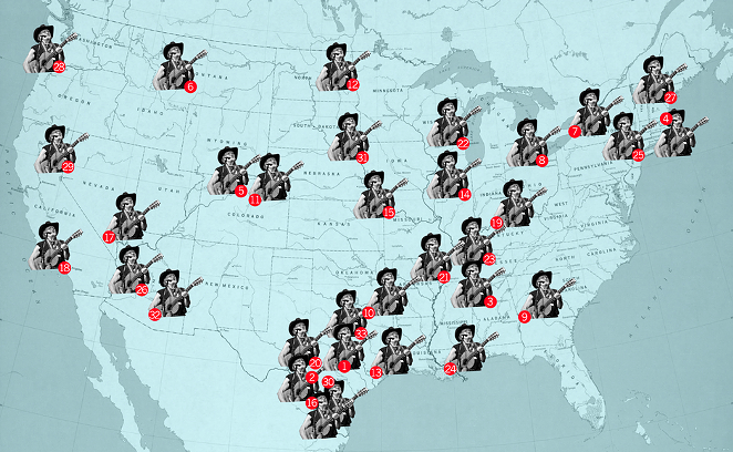 This Map Plots Out (Almost) Every Place Willie Nelson Namechecks In Song