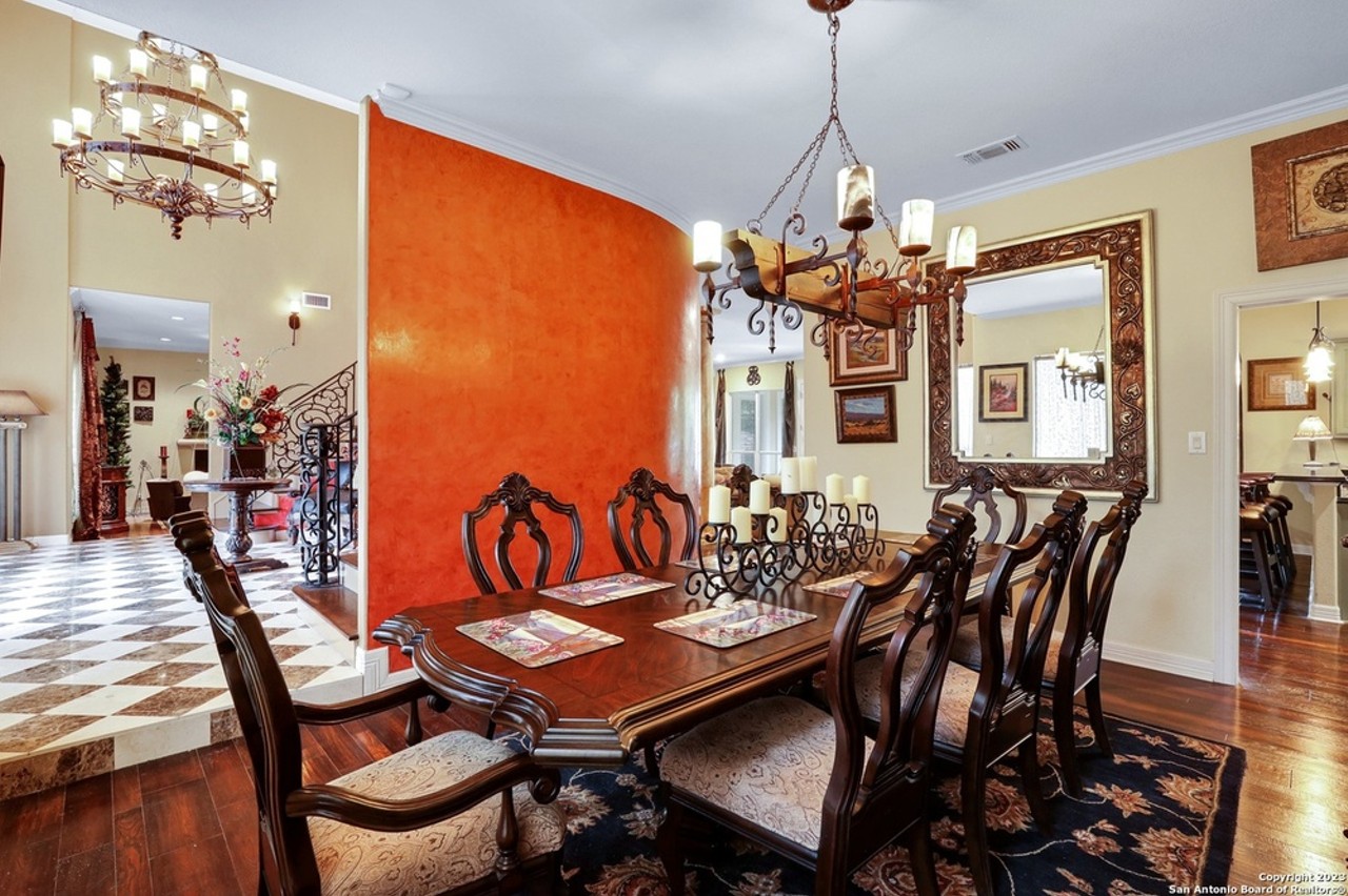 This San Antonio home far sale has dual grand staircases and a private movie theater