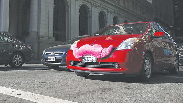This vehicle’s fuzzy pink mustache represents Lyft - Courtesy photo