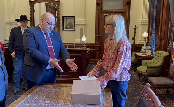 TNM President Daniel Miller delivers a petition demanding Texas Gov. Greg Abbott call a special session to discuss the possibility of TEXIT.
