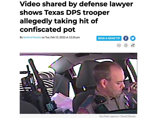 Video shared by defense lawyer shows Texas DPS trooper allegedly taking hit of confiscated pot