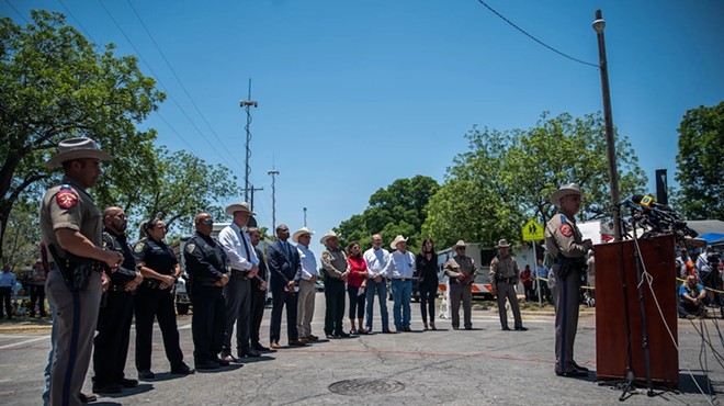 Texas Department of Public Safety officers hold a press conference on Thursday, May 26, 2022 in Uvalde. Twenty one people were killed after a gunman opened fire inside Robb Elementary School, where two teachers and 19 students were killed.
