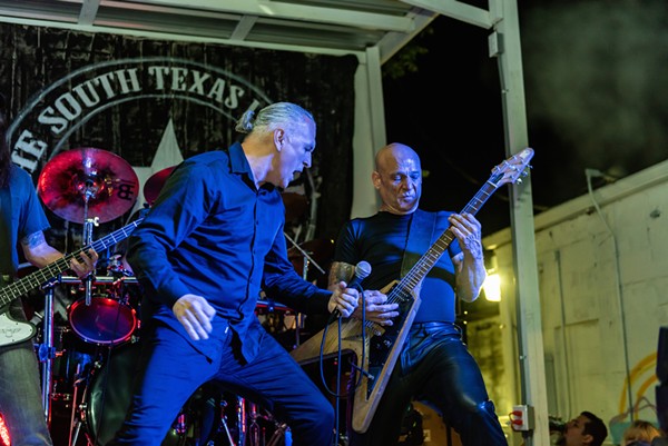 Scott Womack, Mike Solis and Robert "Bobdog" Catlin (left to right) go aggro during South Texas Legion's debut performance. - Photo by Jaime Monzon