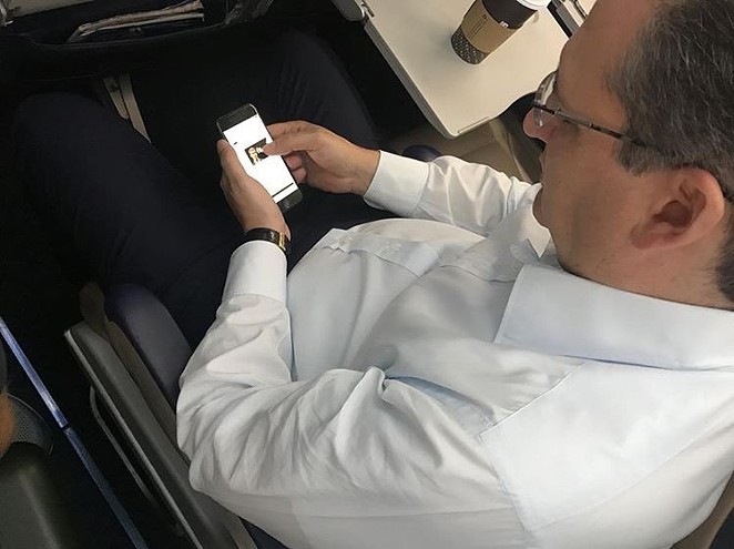 Ted Cruz sitting on the plane, creepin'. - Via Twitter