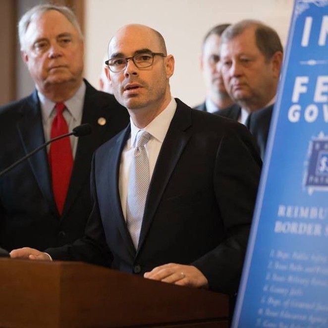 Dennis Bonnen (center), the likely successor to former Texas House Speaker Joe Strauss, will be among the Texas lawmakers struggling to find funds for public schools. - FACEBOOK / DENNIS BONNEN