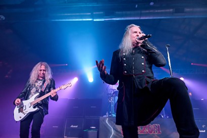 Saxon singer Biff Byford belts it out with guitarist Doug Scarratt chugging along in the background. - JAIME MONZON