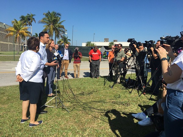U.S. Rep. Joaquin Castro speaks to the press after a recent tour of an immigrant detention center. - TWITTER / JOAQUINCASTROTX