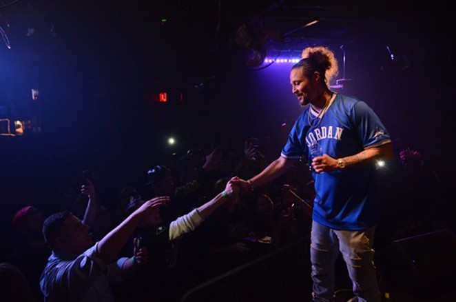 Bizzy Bone greeting fans at Fitzgerald's in 2018 - CHRIS CONDE
