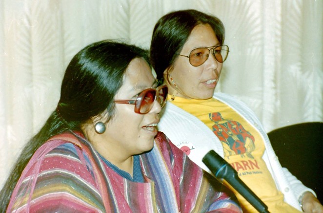 Phyllis Young and Madonna Thunder Hawk in the early 1980s in Rotterdam, The Netherlands. - WARRIORWOMENFILM.COM