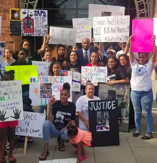 Family members regularly protest in front of the Bexar County Courthouse, demanding justice for Charles "Chop" Roundtree Jr. - INSTAGRAM / ATTY_DARYL_WASHINGTON