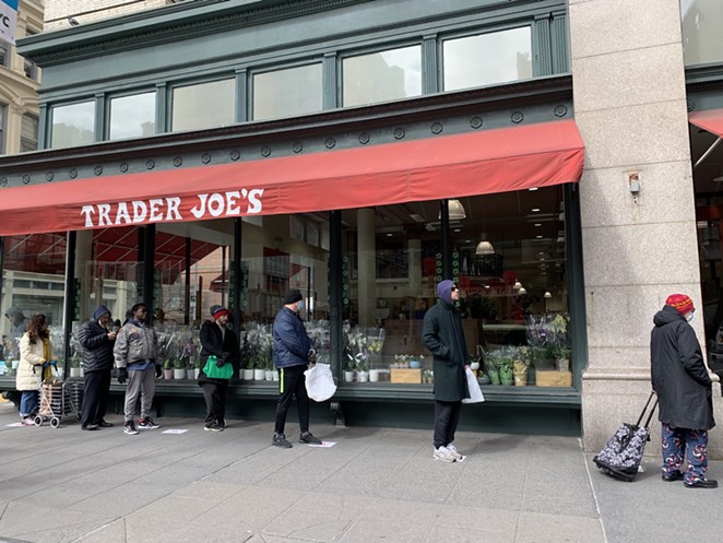 A line at a Trader Joe's location in New York City - TWITTER / ENGLANDPAULA