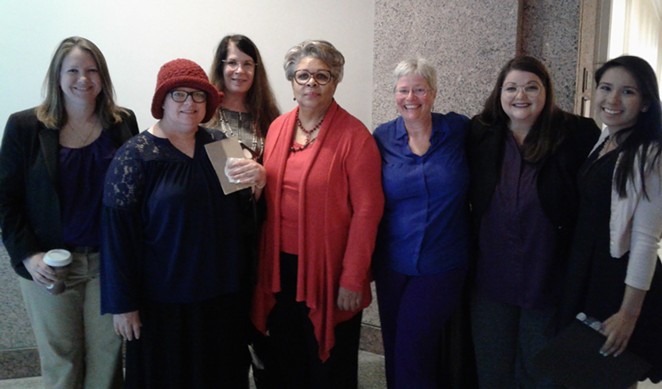 HB 3078 co-author State Rep. Senfronia Thompson (middle) meets with advocates during the 2019 legislative session. - COURTESY OF CATHY MARSTON