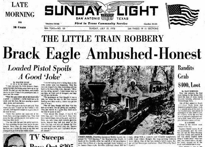 An article about the robbery published on the front page of The Light on Sunday, July 19, 1970. - Twitter / TheHistoryofTX