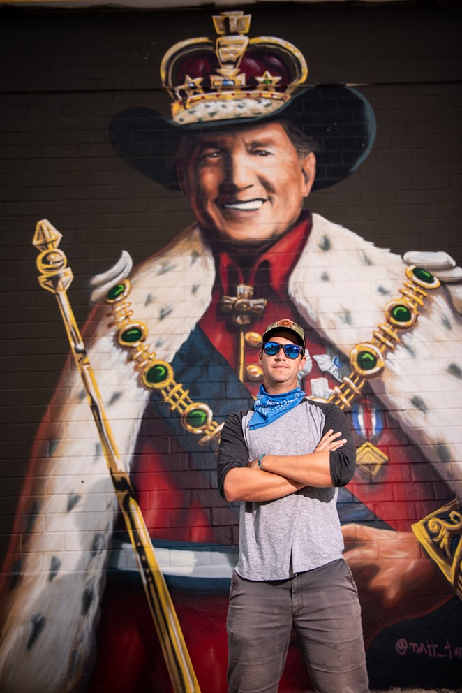 Tumlinson added his George Strait mural to the nightlife district as part of a project painting Texas musical icons on walls across the state. - Jaime Monzon