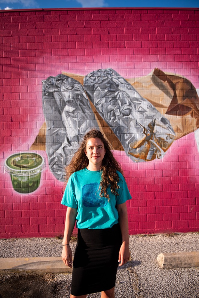Sanchez had just five days to complete “The Morning After: Plan A,” her first large-scale mural. - Jaime Monzon