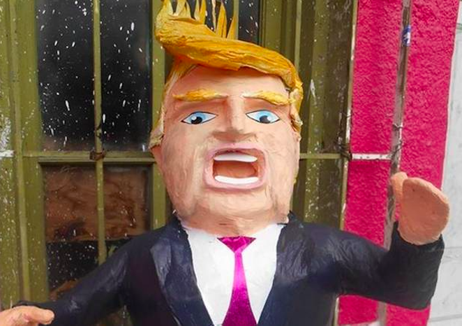 A Mexican artist created a Donald Trump piñata. - VIA TWITTER USER @INDEPENDENT