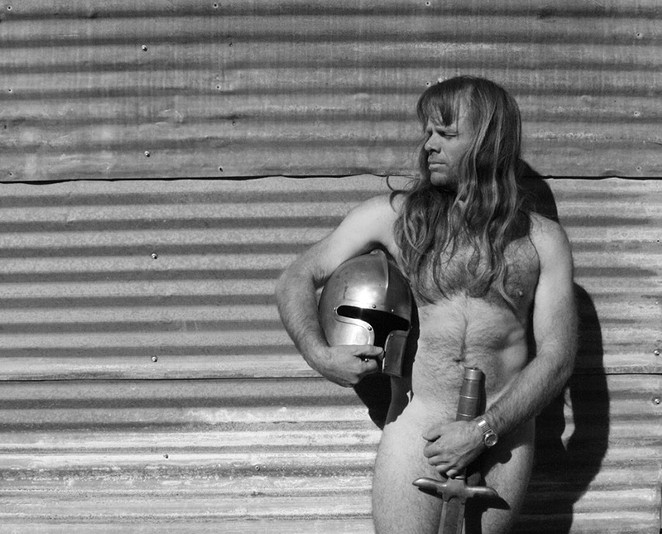 Drummer Thor Harris lives in a compound in Austin. He rarely puts a shirt on. - Courtesy
