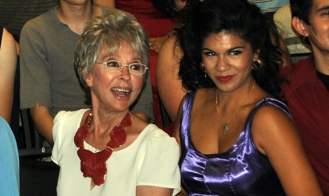 Rita Moreno (left) with actress Alyssa Lopez, who plays Moreno's character Anita at Woodlawn's showing of West Side Story. - KIKO MARTINEZ