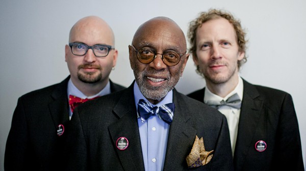 Albert “Tootie” Heath (center) with pianist Ethan Iverson (left) and bassist Ben Street. - COURTESY