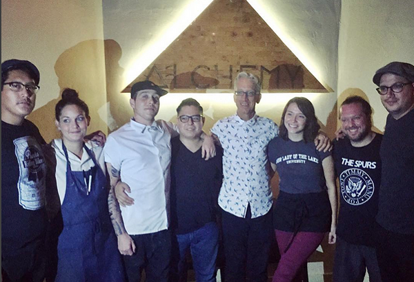 Andy Dick with the staff at Alchemy Kombucha and Culture. - @SPIDERJUESE/INSTAGRAM