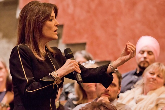 Williamson made a name for herself as a self-help guru, including a stint leading Warren’s Church of Today. - COURTESY PHOTO / MARIANNE WILLIAMSON