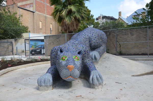 Check out this blue panther sculpture, as well as food, music, and other artwork, this weekend at Yanaguana Gardens. - BRYAN RINDFUSS