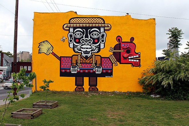 A mural by Mexican muralist Miguel Mejia (aka Neuzz) . - COURTESY