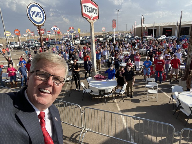 Lt. Gov. Dan Patrick snaps a selfie at a Texas MAGA rally. - TWITTER / DANPATRICK