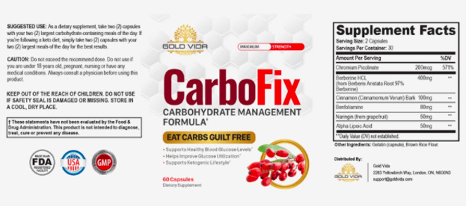 CarboFix Reviews – Gold Vida CarboFix Supplement Ingredients