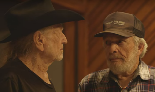 Willie Nelson and Merle Haggard in their recent video for "It's All Going to Pot." - YOUTUBE