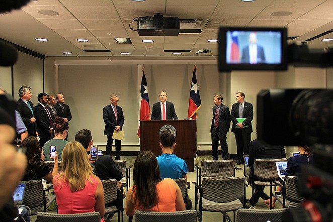 Texas Attorney General Ken Paxton speaks at a press conference announcing he has filed yet another lawsuit against the federal government. - TEXAS ATTORNEY GENERAL'S OFFICE