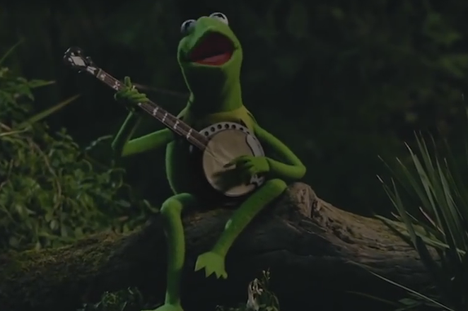 Kermit, pining for his former boo, Ms. Piggy. - YOUTUBE