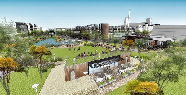 New construction in and around downtown has revived interest in the old Lone Star Brewery. Developers are now planning a $300 million project for the site. - RENDERINGS COURTESY OF AQUALAND DEVELOPMENT AND CBL & ASSOCIATES