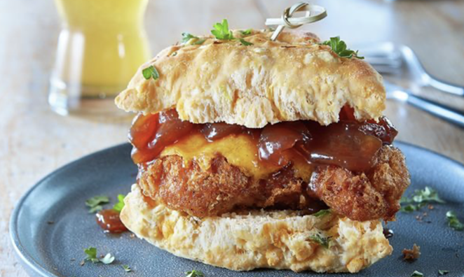 Southerleigh's wining recipe features jalapeño cheddar scones, a battered pork chop, cheddar sauce and apple caramel. - INSTAGRAM / SOUTHERLEIGH