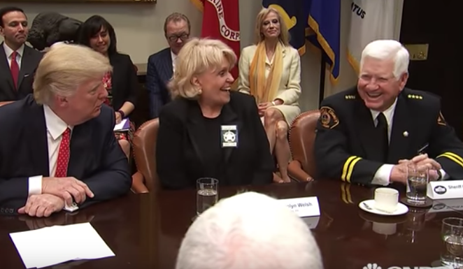 Sheriff Eavenson (right) laughs at President Trump's threat to fire a Texas senator Tuesday. - YOUTUBE.COM, YOUNEWS