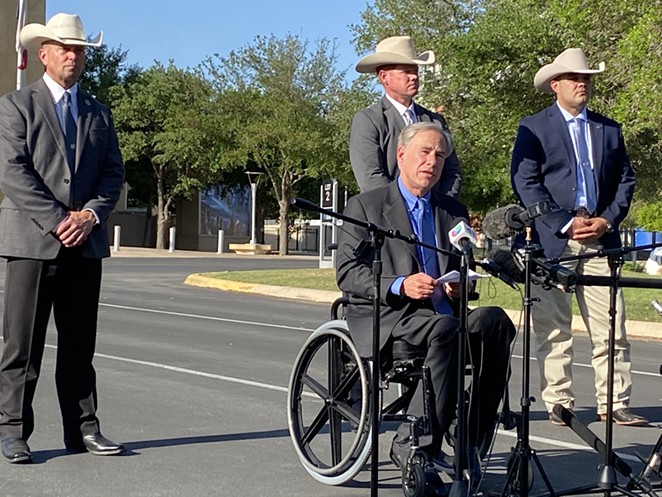Gov. Greg Abbott appears during his recent news conference in front of Freeman Coliseum. - SANFORD NOWLIN