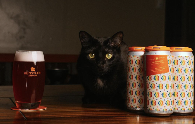Künstler's new Puro Pride Pale Ale (and brewery cat, Kung Fu). - INSTAGRAM / KUENSTLERBREW