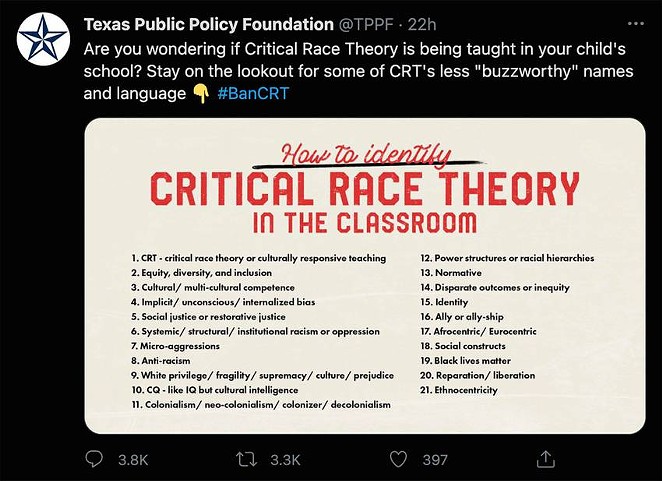 A now-deleted tweet by the Texas Public Policy Foundation. - Twitter / @TPPF