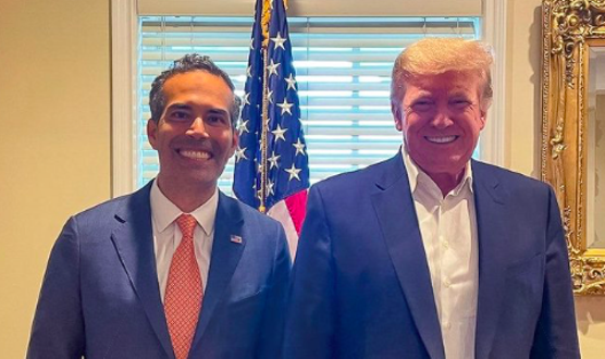 Texas Land Commissioner George P. Bush (left) poses with Donald Trump during his visit to the former president's New Jersey golf club. - TWITTER / @GEORGEPBUSH