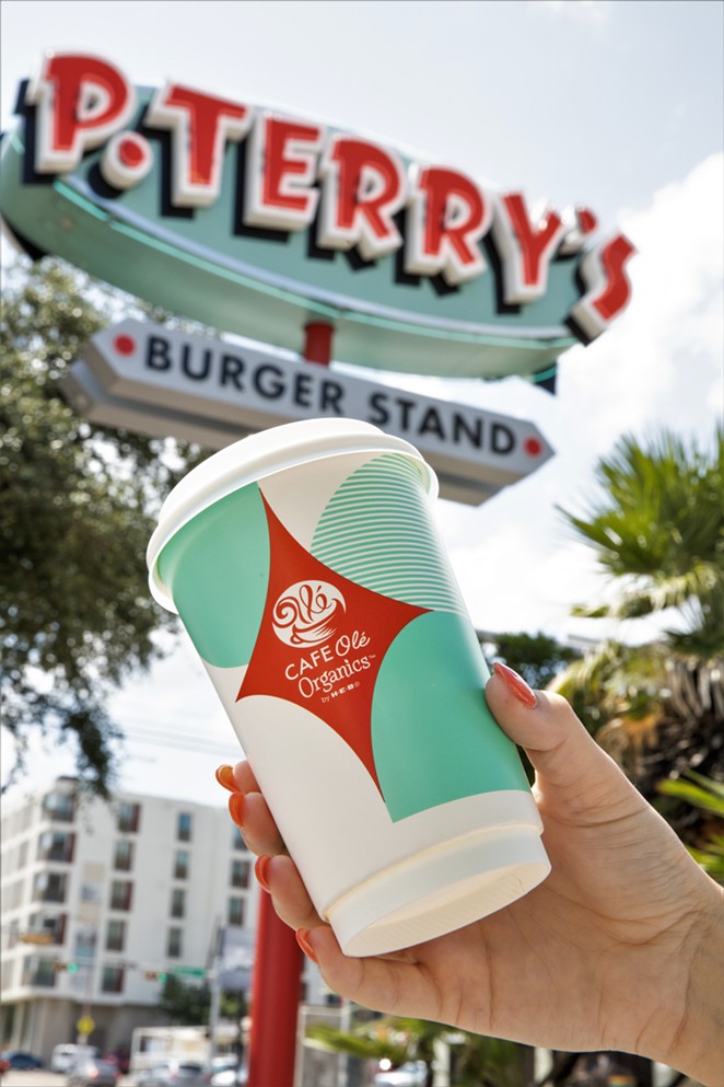 P. Terry’s will serve H-E-B Cafe Olé Organics coffee in all of its locations starting August 12. - PHOTO COURTESY P. TERRY'S