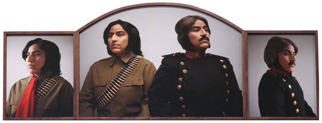 Mari Hernandez jabs at Texas history in her staged self portrait Pitted Brother Against Brother. - Courtesy Image / Mari Hernandez