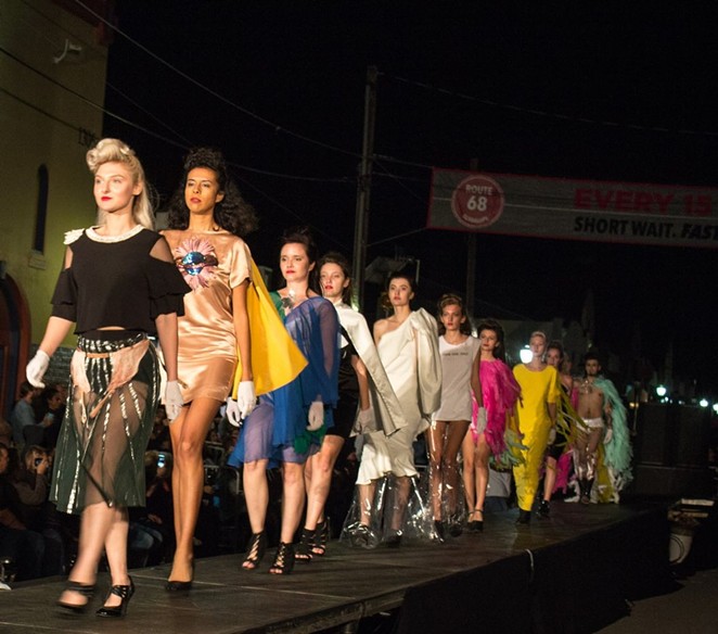 Models at Agosto Cuellar’s 2018 Runway en la Calle. - JULIAN LEDEZMA