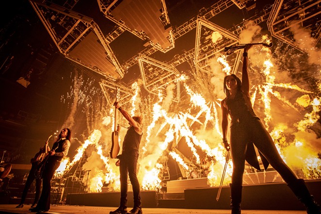 Trans-Siberian Orchestra sets off pyrotechnics during a performance. - BOB CAREY