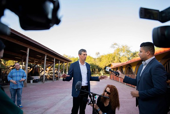 Beto O'Rourke spoke at a press conference after holding a COVID-19 roundtable in Mission last week. - TEXAS TRIBUNE / EDDIE GASPAR